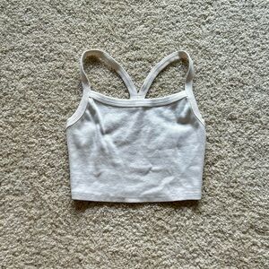 White Cropped Ribbed Pacsun Tank